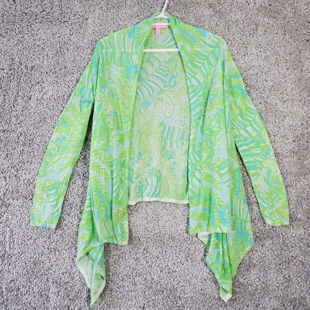 Lilly Pulitzer Womens Green Waterfall Hem Cardigan Size‎ S/M Resort Preppy